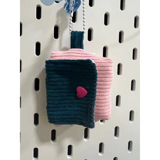 กระเป๋า airpod ผ้าลูกฟูก airpod bag สีทูโทน ใส่หูฟัง