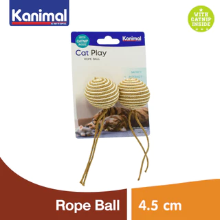 [79947] Kanimal Cat Toy ของเล่นแมว Rope Balls ลูกบอลพันเชือก ช่วยขัดฟัน เล่นสนุก สำหรับแมว ขนาด 4.5 ซม. (2 ลูก/แพ็ค)