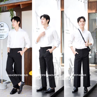 🍒MEN-BIGLEG🍒กางเกงขากระบอกใหญ่ผ้าไมโครมีจีบหน้า-งานป้าย-แฟชั่น