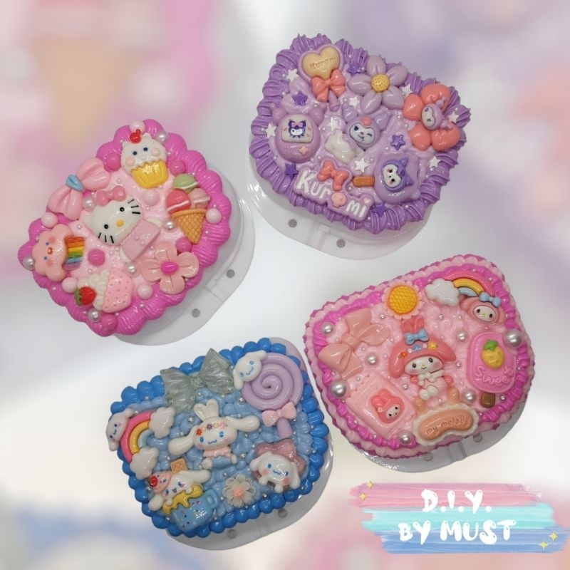 กล่องใส่รีเทนเนอร์ กล่องเก็บรีเทนเนอร์ ตกแต่งครีมกาวdiyน่ารักๆๆ (สนใจสั่งทำแจ้งสีครีมระบุตัวการ์ตูนที่จะติดได้นะคะ🥰)