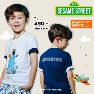 เสื้อยืดคอกลมเด็ก ใส่ได้ทั้งเด็กชายและเด็กหญิง ANK.66009 - SESAME STREET COOKIE MONSTER T- SHIRT