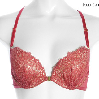 Annebra บราเสริมทรง ตะขอหน้า คอวี มีโครง เสริมฟองน้ำ Front Closer Mold Bra V Neck รุ่น AB1-525 สีแดง , สีดำ