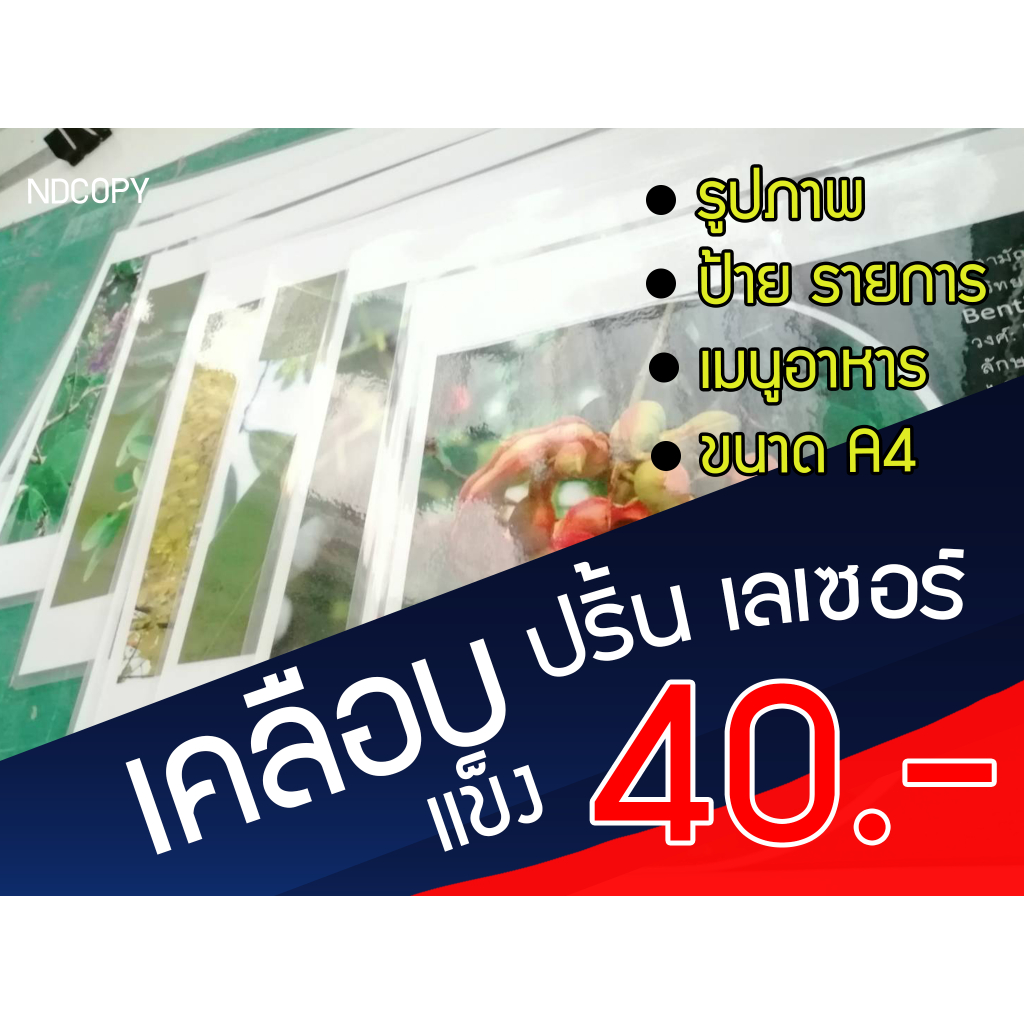 รับปริ้น พร้อมเคลือบแข็ง เมนูอาหาร ปริ้นรูป ป้ายร้าน ขนาด A4 เคลือบบัตร เคลือบเอกสาร เข้าเล่มสันเกลี