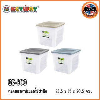 กล่องพลาสติก กล่องเก็บของ กล่องใส่ของ กล่องอเนกประสงค์มีฝาปิดขนาด 30L รุ่น CK-300(ฝาคละสี)