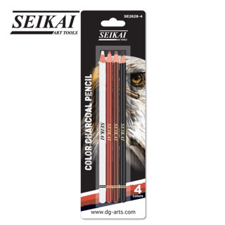 ดินสอสี ดินสอชาโคล ดินสอชาโคล ดินสอสเก็ตซ์  แพ็ค 4 แท่ง SEIKAI CHARCOAL PENCIL [S24]