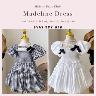 ชุดเดรสเด็กเจ้าหญิงลายสก็อต และเดรสสีขาวผ้าวิ้งๆ Madeline Dress