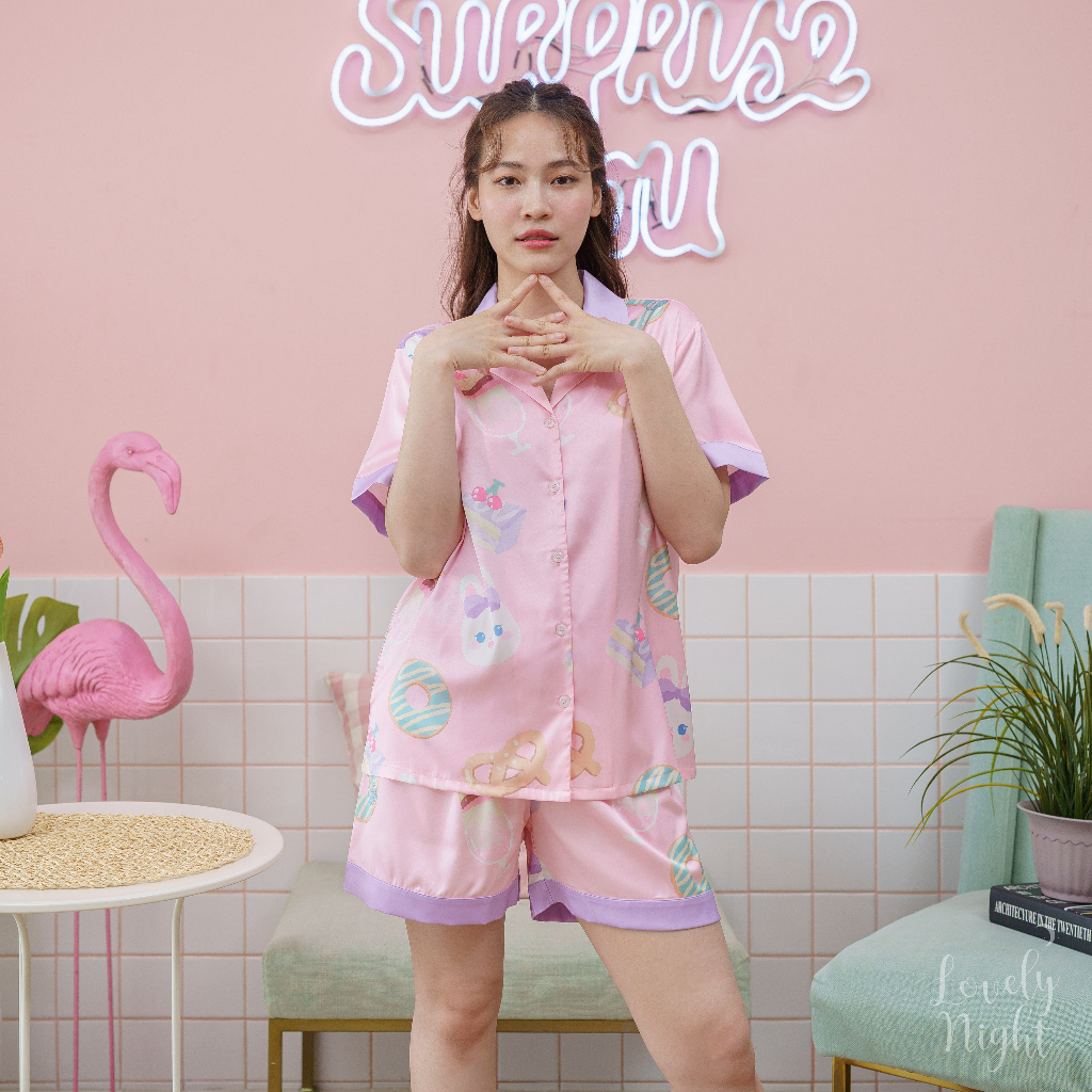 A85 ชุดนอน LovelyNight แขนสั้น-ขาสั้น Bunny Dessert
