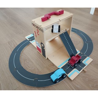 Car boxset wooden ของเล่นกล่องกระเป๋ารางรถไม้