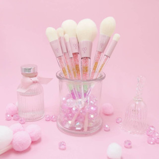 LOLIX l Unicorn Tears brush set (ชุดแปรงขนสังเคราะห์พรีเมี่ยม ด้ามพลาสติกใสมีคริสตัลตกแต่ง จำนวน 8 ด้าม ไม่มีกระเป๋า)