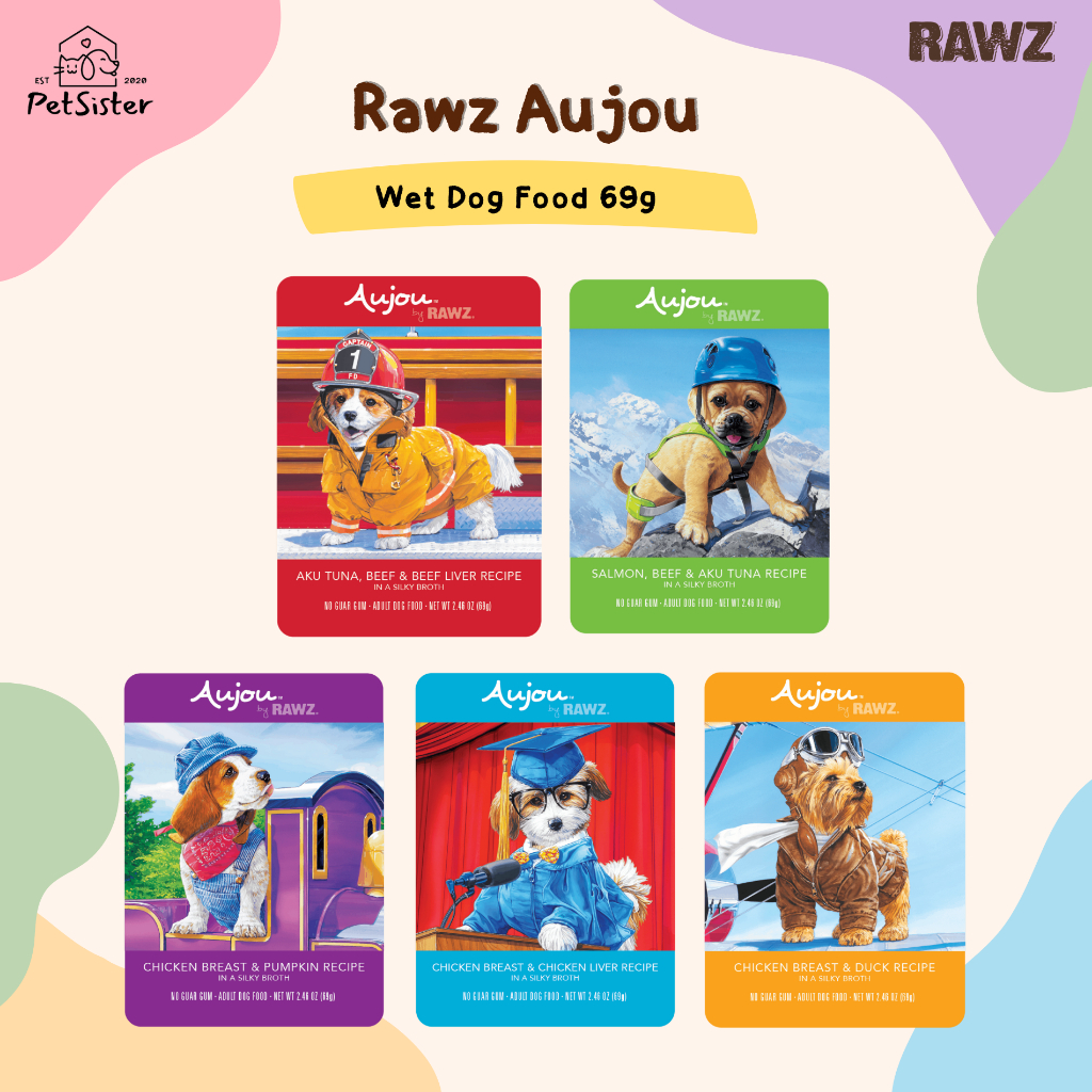 🐶Rawz Aujou Shred Dog Cat Food 69g อาหารเปียกสุนัขเกรดพรีเมี่ยม x Petsister