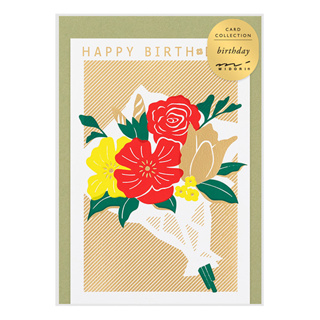 MIDORI Card Color foil stamping Bouquets (D88636006) / การ์ดวันเกิด ลายช่อดอกไม้ พิมพ์ foil สีและ metallic foil
