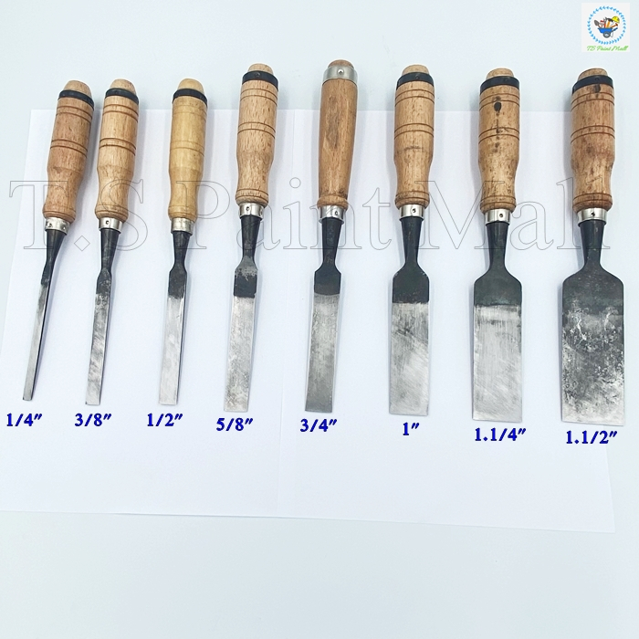 (พร้อมส่ง) สิ่วด้ามไม้ช่างบุญลือ ขนาด 1/4 (2หุน),3/8 (3หุน),1/2 (4หุน),5/8 (5หุน),3/4 (6หุน), 1 นิ้ว ,1.1/4 (1นิ้ว 2หุน)