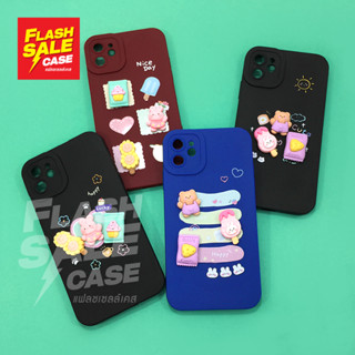 I7+/I11 Sam A14/A23/A53 5G.เคสมือถือนิ่ม TPU กันเลนส์กล้องนูนลายการ์ตูนติดอะไหล่นูน