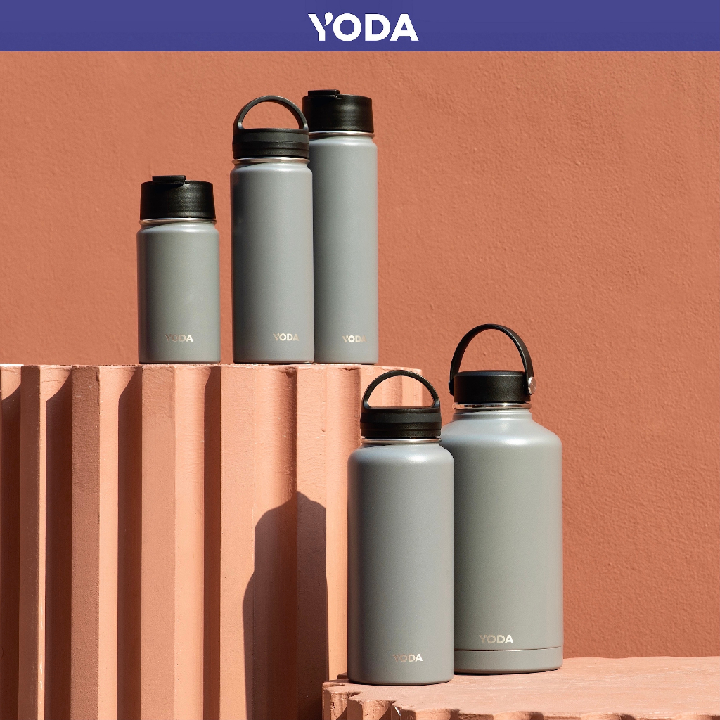 Yodabottle กระติกเก็บความเย็นสีเทา Cloudy Grey รุ่น Outlander ความจุ 5 ขนาดและมีฝาให้เลือก 4 แบบ