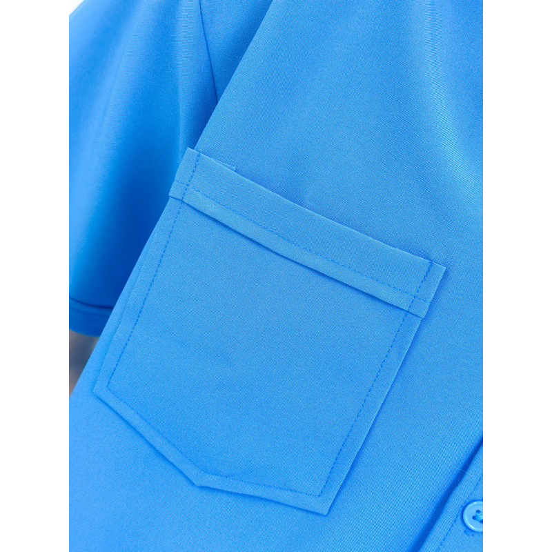 (ผ้าสเปนเด็กซ์) ชุดยุวกาชาดครูชาย เสื้อยุวกาชาดครู สีฟ้าอมเทา ถูกระเบียบ พร้อมปักโลโก้ - รูปที่ 3