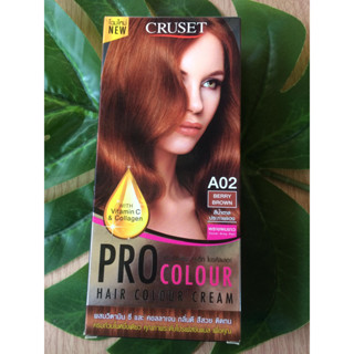 ครูเซ็ท A02 สีน้ำตาลประกายแดง สีผม สีย้อมผม เปลี่ยนสีผม Cruset Pro  A02 BERRY BROWN Hair Color Cream