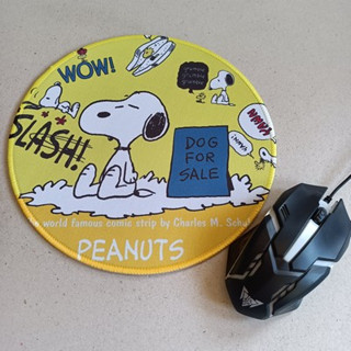 mousepad (mouse pad) แผ่นรองเม้าส์ ทรงกลม เส้นผ่าศูนย์กลาง 9 นิ้ว เนื้อหนา ลาย สนู๊ปี้ snoopy