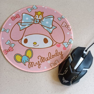 mousepad (mouse pad) แผ่นรองเม้าส์ ทรงกลม เส้นผ่าศูนย์กลาง 9 นิ้ว เนื้อหนา ลาย มายเมโลดี้ mymelody