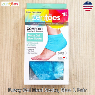 ZenToes® Fuzzy Gel Heel Socks, Blue 1 Pair ถุงเท้านอนหุ้มส้น สีน้ำเงิน