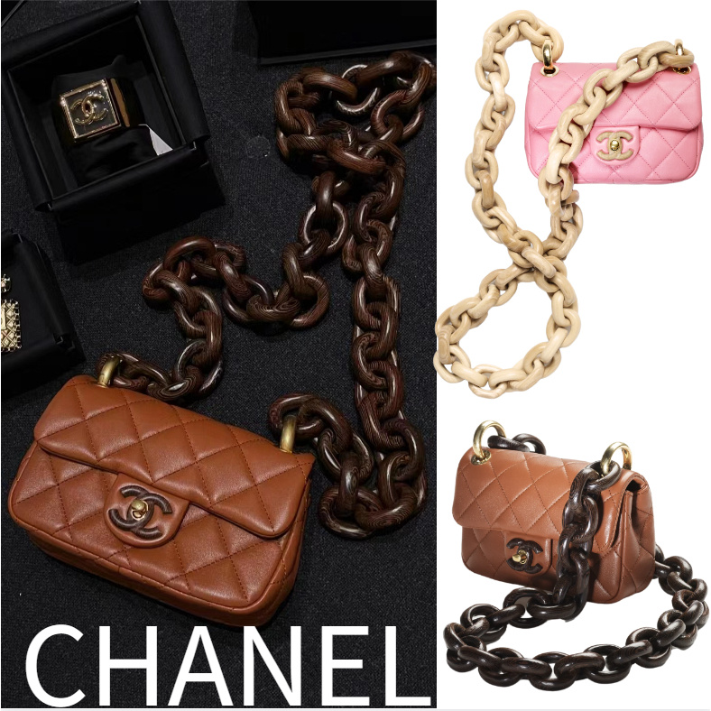 ชาแนล Chanel Mini Flap Bag - หนังแกะ/สไตล์ใหม่/กระเป๋าสะพายข้าง/กระเป๋าสะพายไหล่/สินค้าลดราคาจากดิวตี้ฟรี