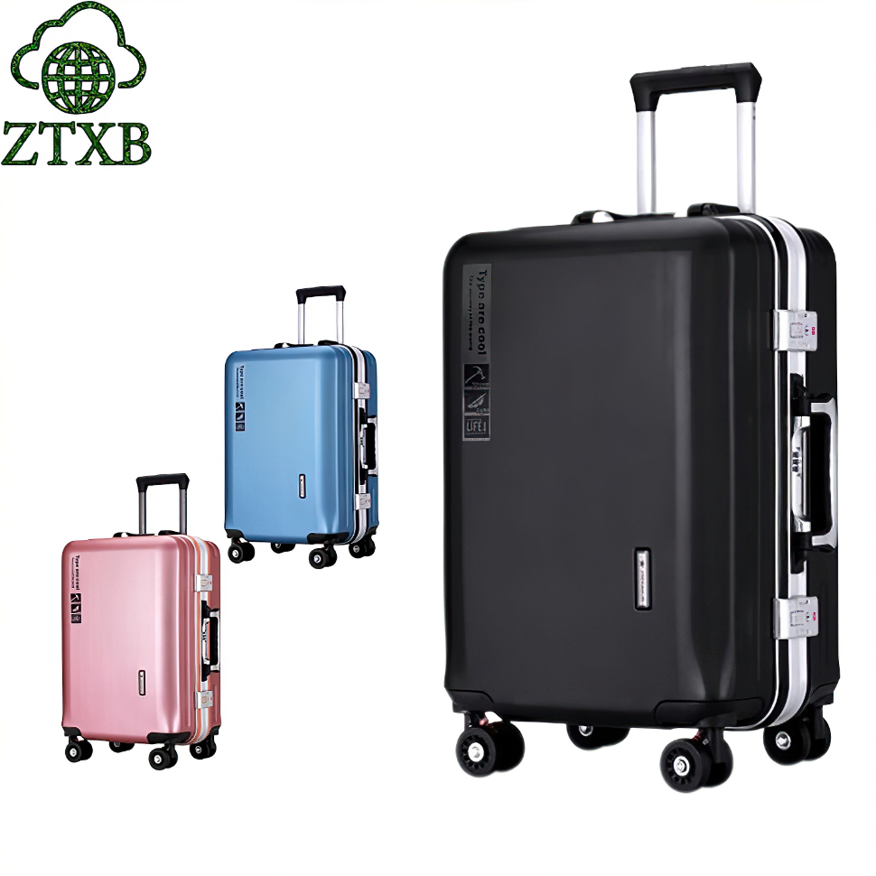 ZTXB กระเป๋าเดินทางเสริมโครงอะลูมิเนียมขนาด 20/24 นิ้ว วัสดุทนทาน ABS+PC กระเป๋าเดินทางล้อลาก 360° จำเป็นสำหรับการเดินทา