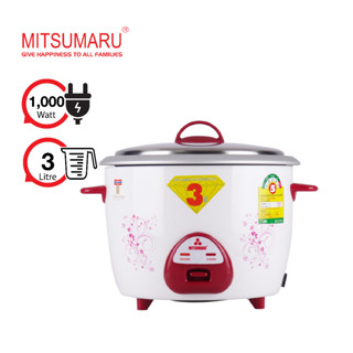 หม้อหุงข้าว 3.0 ลิตร รุ่น AP-1830 ลายหัวใจเทอ MITSUMARU สินค้ารับประกัน 3 ปี