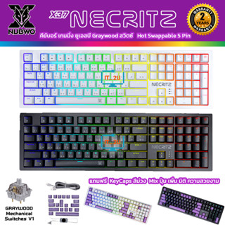 Nubwo X37 Necritz Keyboard Gaming Graywood Switch V1 ไฟ RGB เปลี่ยนสวิสซ์ได้ คีย์บอร์ดเกมมิ่ง