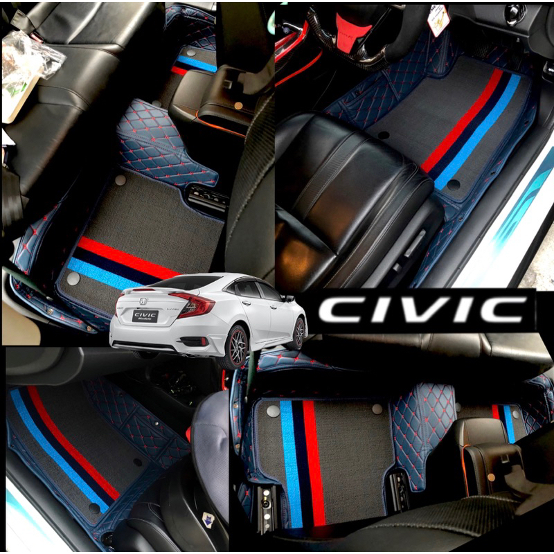 CIVIC 2002-2026พรม6D(เสริมใย7D)(ฟรี !!!หมอนรองคอ+สายคาดเบลท์)