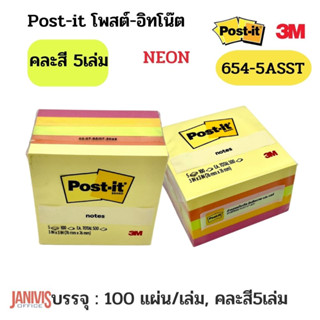 POST-ITกระดาษโน้ต โพสต์-อิท 654-5ASST คละสีนีออน 3×3 นิ้ว แพ็ค 5 เล่ม