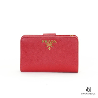 PRADA BIFOLD WALLET MEDIUM RED SAFFIANO GHW