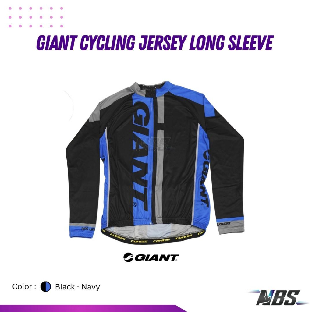 เสื้อปั่นจักรยาน GIANT Cycling Jersey Long Sleeve สี Black and Navy