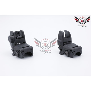 ศูนย์หน้า-หลังพับได้แบบพลาสติก ยี่ห้อ Magpul รุ่น MBUS  ● คุณสมบัติ : 1. วัสดุทำจากโพลิเมอร์ 2. น้ำหนักเบา 3. สามารถพับเ