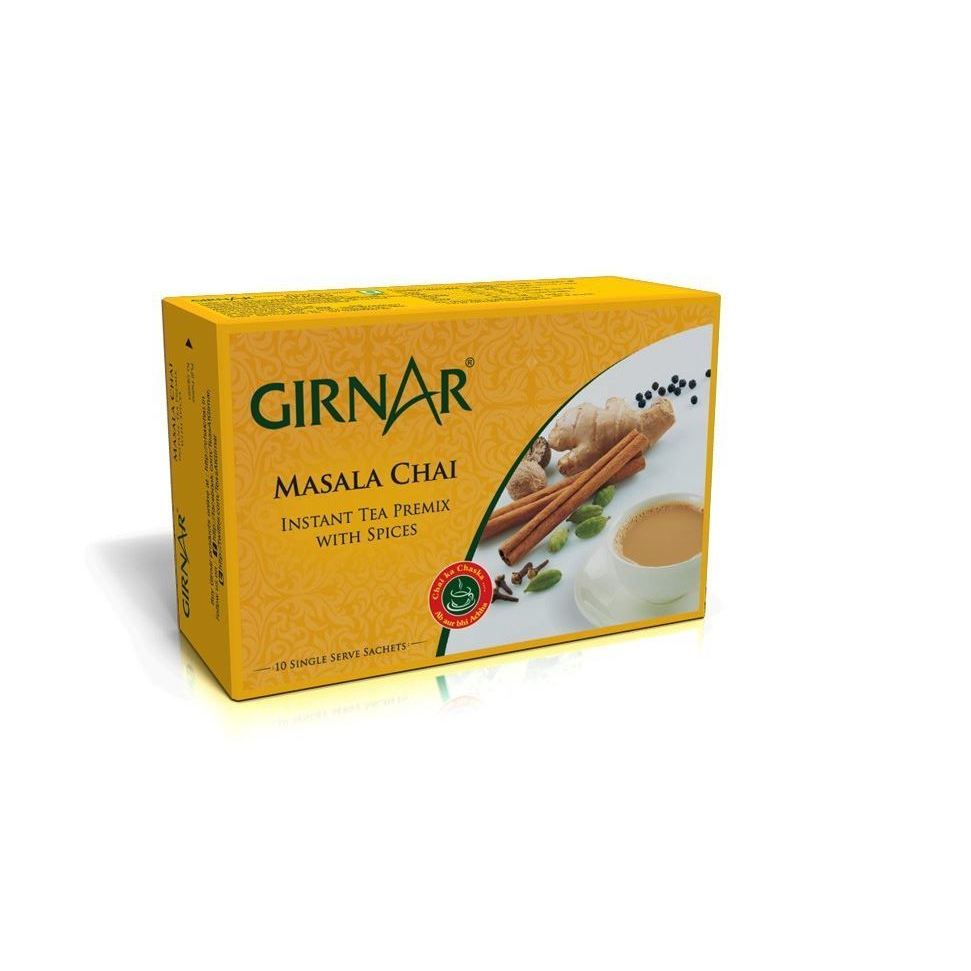ชาอินเดียสำเร็จรูป มี10ซองในกล่อง (Girnar 3in1 Instant Tea Chai) 140g.