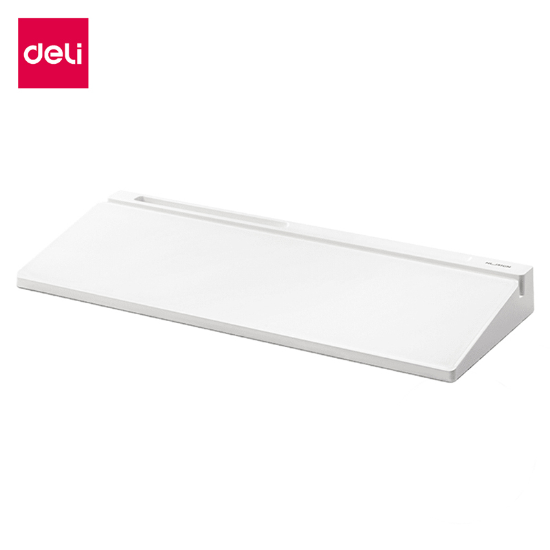 Deli ກະດານไวท์ບອດກະຈົກຕັ້ງໂຕະ Glass Board ມີຊ່ອງໃສ່ຂອງ ລົບງ່າຍ