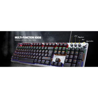 Nubwo NK-34 Mechanical Keyboard FLICKER BLUE SWITCH คีย์บอร์ด เกมมิ่ง มีปุ่ม knob หมุนปรับเสียงได้