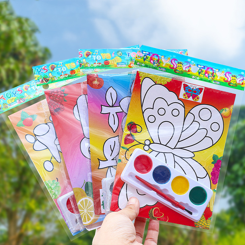 🌈แผ่นภาพระบายสีน้ำ🌈ลายการ์ตูน💦ระบายสีน้ำ 16.7x12.4cm (ชุด 2 แผ่น)✔️พร้อมส่งในไทย  ของเล่น วาดภาพ