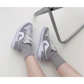 (พร้อมส่ง ของแท้ 100%)🤍 Nike air jordan 1 low white wolf grey คล้ายตัวที่ collabs ดิออ 🪄