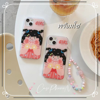 เคสไอโฟน iphone 11 14 Pro Max ตลก น่าสนใจ สาวน้อย ขอบเต็ม ป้องกันการตก พร้อมโซ่ เคส  iphone 12 13 Pro Case for iPhone