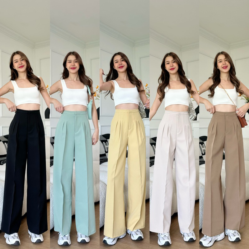 กางเกงทรงขากระบอกใหญ่ผ้าไมโคร งานตะขอหน้าซิปหน้า⛅️🧸🎧