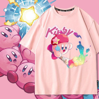 Kirby Star Nintendo เสื้อยืดแขนสั้นผู้หญิง 2023 ฤดูร้อนใหม่แขนสั้นผ้าฝ้ายอินเทรนด์เสื้อผ้า