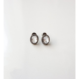 NEVER-N ต่างหูพลอยแท้ / ต่างหู white quartz / White Quartz Stud Earrings / Vintage Stud Earrings / Statement Earrings