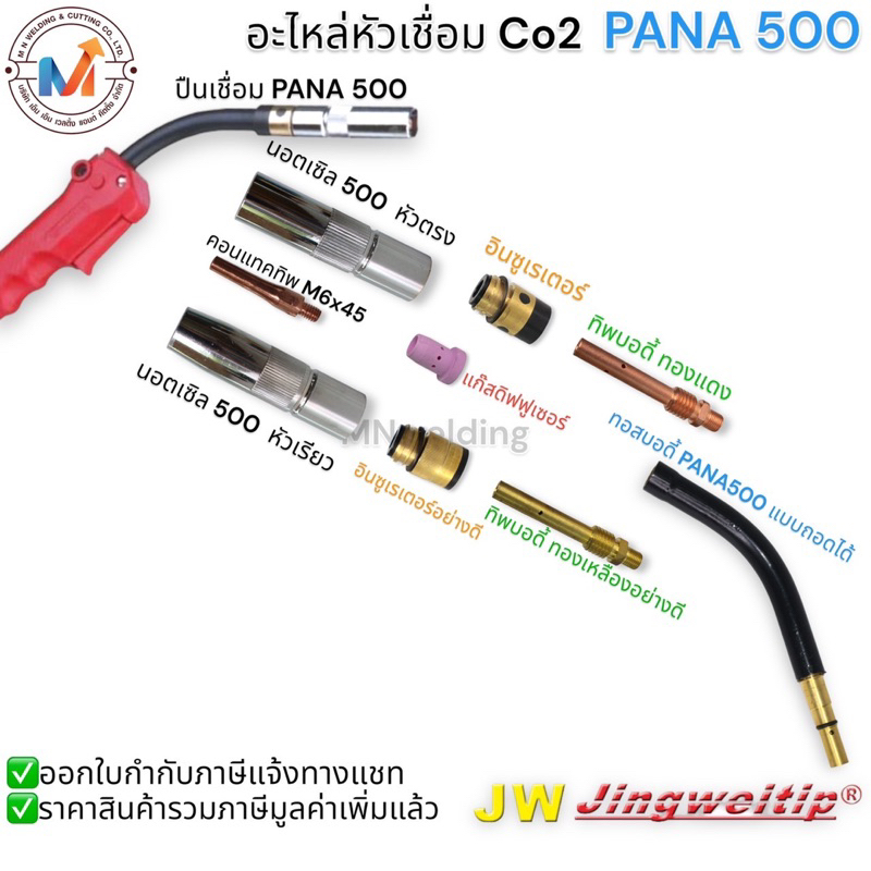 JW อะไหล่หัวเชื่อม ซีโอทู PANA 500 อินซูเรเตอร์/แก๊สดิฟฟูเซอร์/นอลเซิล/ทอสบอดี้