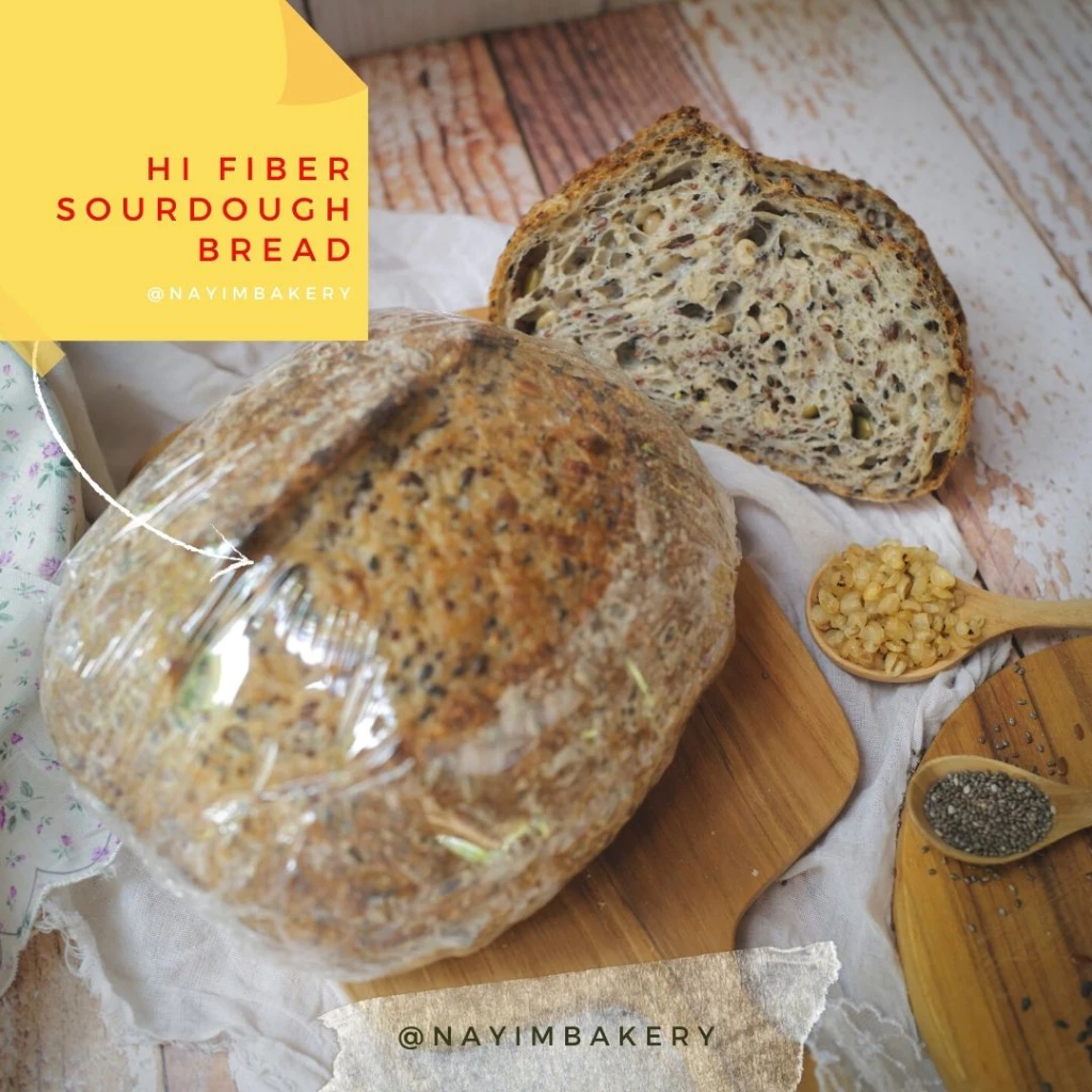 Nayimbakery Hi Fiber Sourdough ขนมปังซาวโด ธัญพืชไฟเบอร์สูง 7 ชนิด ขนาด 430 g.