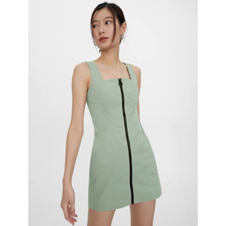 pomelo - square neck front zip dress (minidress)