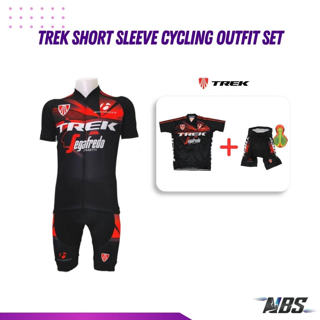ชุดปั่นจักรยาน Trek Short Sleeve Cycling Outfit Set / Black and Red เสื้อ+กางเกง