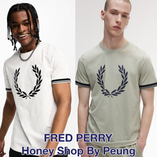 [ของแท้ พร้อมส่งในไทย] Fred Perry Printed Laurel Wreath T Shirt Col : Snow White (SS23 รุ่นใหม่ สวยงามมากค่ะ สกรีนช่อมะก