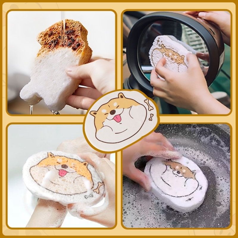 🧽ฟองน้ำล้างแก้ว🧽 ทำจากเยื่อไม้🥛 หนา 2 ซม. เยื่อฝ้าย เนื้อนุ่มฟองเยอะ ขจัดคราบได้หมดจด ไม่เป็นรอย ดูดซึมน้ำได้ดี อเนกประส - รูปที่ 5