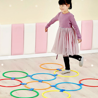 ¤▧❧Hopscotch วงกลมเด็กการศึกษาความรู้สึกอุปกรณ์การฝึกอบรม home fun กีฬากลางแจ้งของเล่นเพื่อการศึกษากระโดด grid