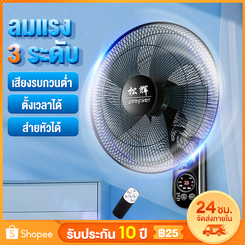 ส่งฟรี พัดลมติดผนัง16นิ้วราคาถุก ซื้อ1แถม1 แบบรีโมท ปรับแรง3ระดับ ลมแรง มีรีโมทควบคุมระยะไกล