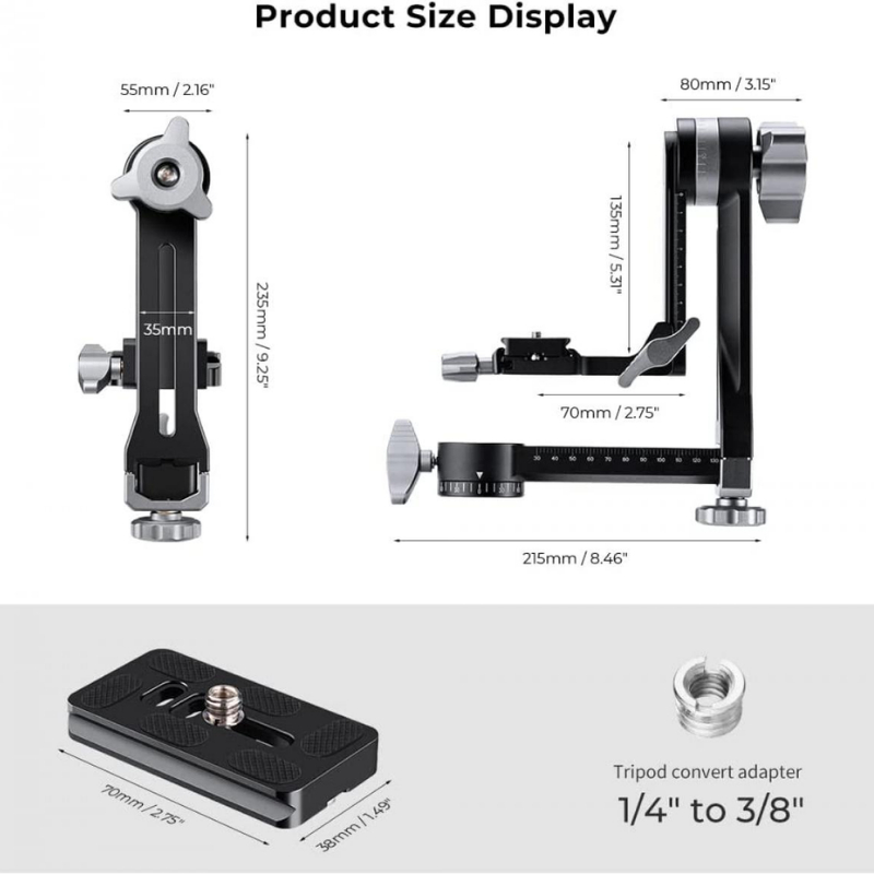 หัวบอลขาตั้งกล้อง K&F Tripod Gimbal Head  สำหรับกล้อง DSLR (KF31.052) ราคา ถูกที่สุด ดีลบีเคเค แกลเลอรีภาพที่ 8